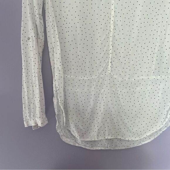Esprit White Polka Dot Long Sleeve Blouse size XS Lightweight - Picture 4 of 8